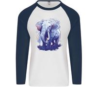 Un Elefante Acquarello Uomo L/S Baseball T-Shirt