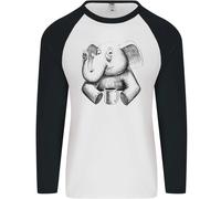 Un Elefante Che Beve Caffè Uomo L/S Maglietta Baseball