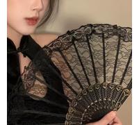 Un elegante ventaglio floreale degli anni '20, con pizzo, un design pieghevole cinese, perfetto per le donne, adatto come regalo decorativo per feste di nozze e come oggetto di scena per le danze
