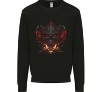 Un Evil Flame Skull Biker Fantasy Heavy Metal Kids Sweatshirt Jumper