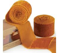 un fascio di fiori di nozze scuro, 1,5 iarde/rotolo da 4 cm, fatto a mano, nastro di velluto sfilacciato, con bordi stropicciati, for bouquet di fiori da sposa, decorazioni fai da te(Oranje)