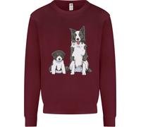 Un Felpa Jumper Uomo Border Collie E Cucciolo