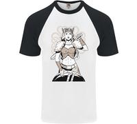 Un Femminile Viking Scudo Maiden Warrior Uomo S/S Baseball T-Shirt