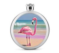 Un fenicottero rosa sulla spiaggia fiaschetta da whisky, piccola fiaschetta portatile da viaggio, in acciaio inox, a prova di perdite, per feste di nozze, testimone dello sposo, regalo per damigella