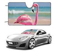 Un fenicottero rosa sulla spiaggia parasole per parabrezza auto mantiene fresco l'interno dell'auto 129,5 x 71,1 cm, parasole pieghevole per finestrino anteriore, scudo termico per SUV, camion, blocca