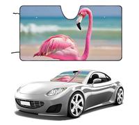 Un fenicottero rosa sulla spiaggia parasole per parabrezza auto mantiene fresco l'interno dell'auto 139,7 x 76,2 cm, parasole pieghevole per finestrino anteriore, scudo termico per SUV, camion, blocca