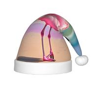 Un fenicottero sulla spiaggia, 1 confezione di cappelli di Natale in peluche per adolescenti in costume di Natale per feste ed eventi festivi