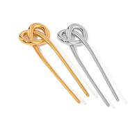 Un fermaglio for capelli a forma di U in acciaio inossidabile dorato e uno argentato for capelli da donna, nodo di alta qualità, temperamento versatile
