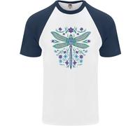 Un Floreale Libellula DA UOMO S/S Baseball T-Shirt