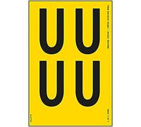 Un foglio di lettere - U - altezza 36 mm, 300 x 200 mm, vinile adesivo giallo