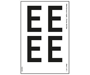 Un foglio lettera - E - Altezza caratteri 108 mm, 300 x 200 mm, vinile autoadesivo