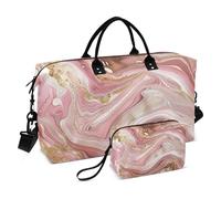 Un fondo di vorticoso rosa e oro marmo modelli oversize viaggio borsone viaggio weekend Gear Bag palestra borsone con borsa da toilette per escursionismo pieghevole, Uno sfondo di vorticosi modelli di