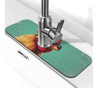 Un gallo che indossa occhiali da sole, paraspruzzi, tappetino per rubinetto, ventosa per rubinetto della cucina, maniglia del rubinetto, vassoio raccogli gocce per bagno (38,1 x 14 cm)