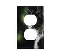 Un gatto bianco e nero piastra interruttore durevole in acciaio inox presa elettrica copre infrangibile bordo moderno duplex piatti da parete per camera da letto cucina casa