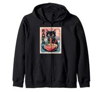 Un Gatto Che Mangia Ramen In Giappone Stile Arte Giapponese Felpa con Cappuccio