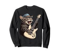 Un Gatto Che Suona la Chitarra Rock Felpa