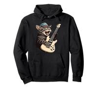 Un Gatto Che Suona la Chitarra Rock Felpa con Cappuccio