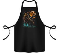 Un Gatto Che Ulula Alla Luna Di Notte Grembiule In Cotone 100% Biologico