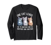 Un Gatto Conduce a Un Altro e Un Altro Gattino Divertente Maglia a Manica