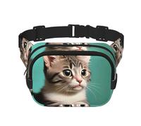 Un gatto curioso stampato alla moda marsupio, borsa messenger unisex, marsupio da viaggio alla moda