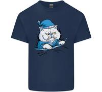 Un Gatto IN Letto Under The Duvet Uomo Cotone T-Shirt