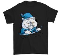 Un Gatto IN Letto Under The Duvet Uomo T-Shirt 100% Cotone