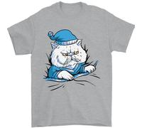Un Gatto IN Letto Under The Duvet Uomo T-Shirt 100% Cotone