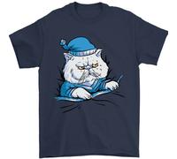Un Gatto IN Letto Under The Duvet Uomo T-Shirt 100% Cotone