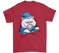 Un Gatto IN Letto Under The Duvet Uomo T-Shirt 100% Cotone