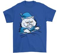 Un Gatto IN Letto Under The Duvet Uomo T-Shirt 100% Cotone