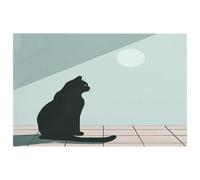 Un gatto nero seduto ingresso tappeto antiscivolo morbido tappeto con retro in gomma super assorbente porta d'ingresso tappeto per ingresso, camera da letto, ufficio, cucina, decorazione per la casa