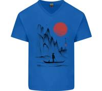 Un Giapponese Barca A Tramonto Uomo Scollo A V Cotone T-Shirt
