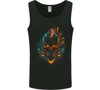 Un Gilet Canotta Fantasia Demone Teschio Neon Con Fiamme Uomo