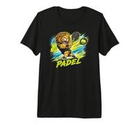 Un Giocatore di Padel alla Moda - Un Leone Che Gioca A Padel Maglietta Premium