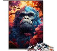 Un gorilla tra i fiori - Puzzle da 1000 pezzi per adulti, antistress per ammazzare il tempo in casa con poster abbinato e foglio di quiz (26x38cm)