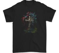 Un Gotico Albero come Un Cristiano Croce Uomo T-Shirt 100% IN Cotone