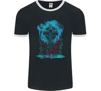 Un Gotico Celtic Croce e Rose Uomo Ringer Fotl