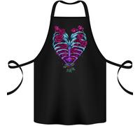 Un Gotico Cuore con Rose Teschio Cotone Grembiule 100% Biologico