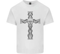 Un Gotico Teschio E Tentacles su Una Croce T-Shirt Bambini Bambine