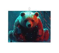 Un grande orso che si appoggia a terra con entrambe le mani, grande tappetino scolapiatti in microfibra, riutilizzabile, lavabile, tappetino scolapiatti per accessori da cucina, 45,7 x 61 cm