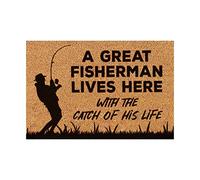 Un Grande Pescatore Vive Qui Con La Cattura Della Sua Vita Zerbino Ingresso Resistente Zerbini Per Interni Funny Zerbino Per Esterno Esterni Porta 40 X 60Cm