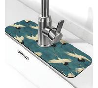 Un gregge di gru volare lavello paraspruzzi tappetino per rubinetto, ventosa per rubinetto della cucina, maniglia del rubinetto del rubinetto, vassoio raccogli gocce vassoio per asciugare il bagno