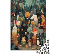 Un Gruppo di Diversi Animali che Giocano nella Foresta Jigsaw Puzzle 70x50cm/1000pcs Adulti Puzzle Gioco EduGattoivo Decorazioni Per La Casa