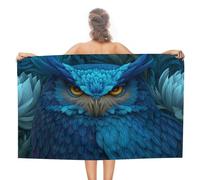 Un gufo e fiori blu telo mare in microfibra senza sabbia grandi asciugamani doccia multiuso assorbente per bagno piscina 130 x 80 cm