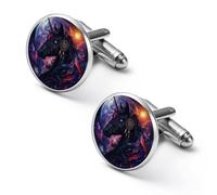 Un-icorn - Gemelli da uomo a forma di cavallo nero, fantasia, per camicie classiche, set per matrimonio e lavoro, 2.0cm, Metallo, Nessuna pietra preziosa