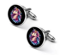 Un-icorn - Gemelli da uomo a forma di fiore, classici, per matrimoni e affari, 1.7cm, Metallo, Nessuna pietra preziosa