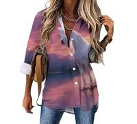 Un-icorns - Camicetta da donna a maniche lunghe con scollo a V, vestibilità larga, colore: bianco, Stile:, 3XL