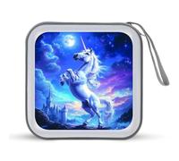 Un-icorns Kingdoms - Custodia portatile per 40 CD e DVD, organizer da viaggio per auto