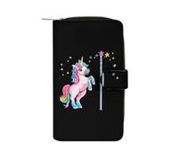 Un-icorns - Portafoglio lungo da donna in pelle PU, con motivo pole dance, organizer per ufficio e viaggio