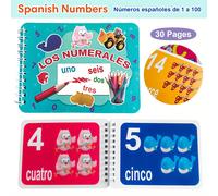 Un kit per l'alfabeto e , con carte delle lettere ABC e carte dei 123, progettato per migliorare il vocabolario bilingue sia per bambini che per adulti